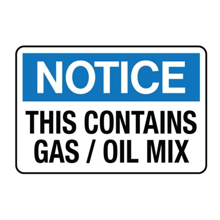 Notice This Contains Gas / Oil Mix Decal